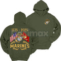 Marines 250th Birthday Unisex Hoodie – Commemorative USMC 250 Year Anniversary Pullover, Honor the Corps Legacy